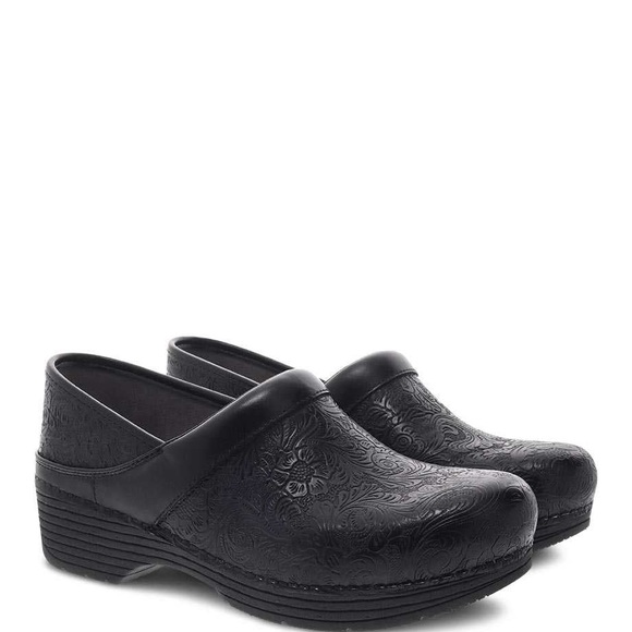 Dansko Shoes New Dansko Lt Pro Nursing Clog Black Floral Tooled See